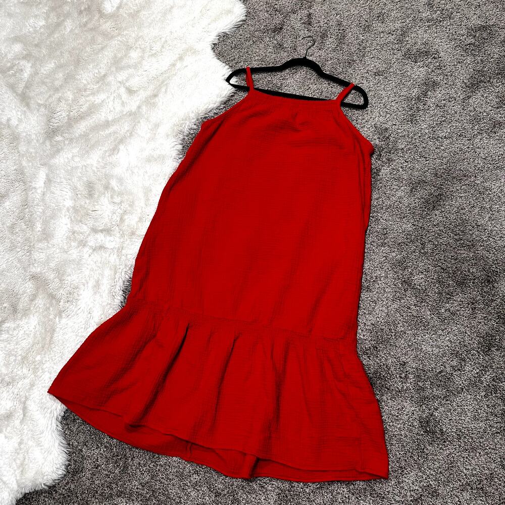H&M Red Cotton Summer Gauzy Dress Size Large